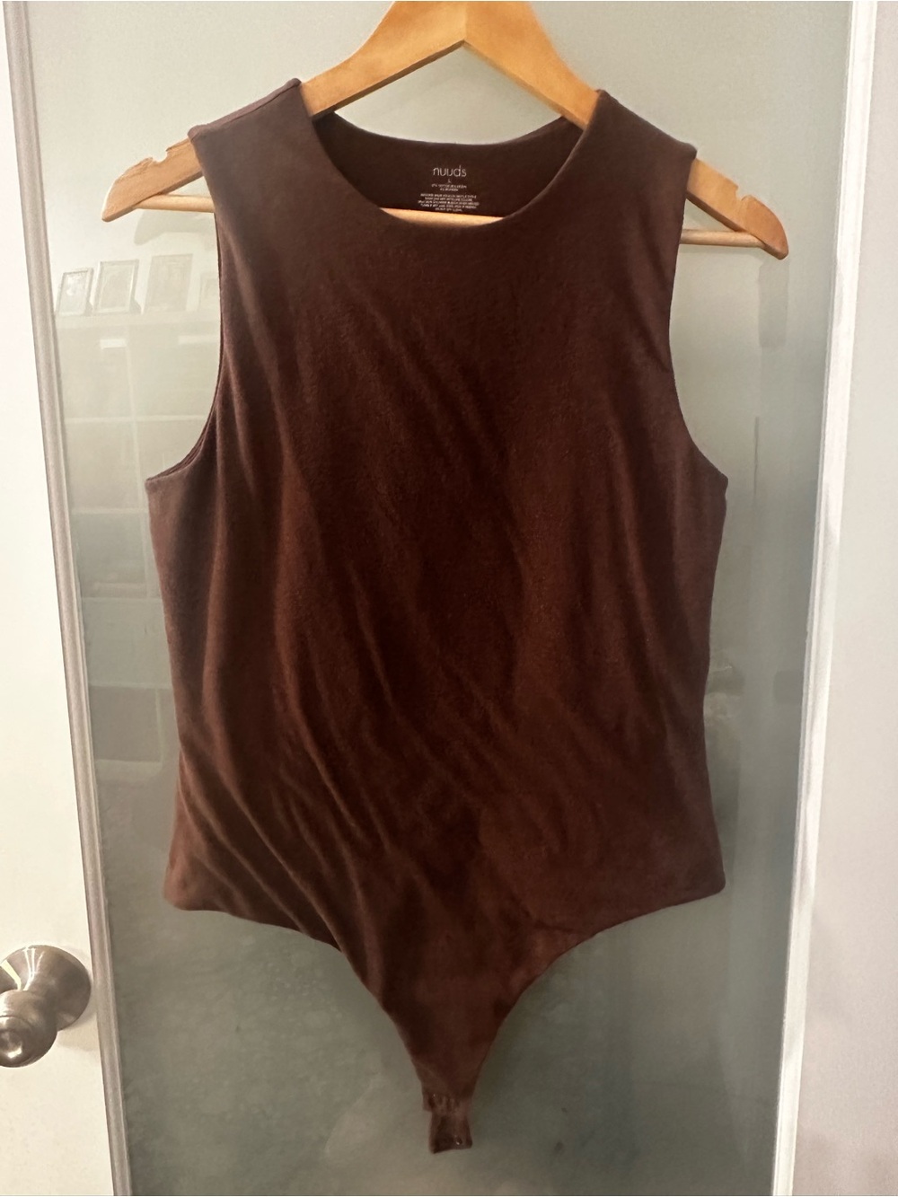 nuuds Dark Brown Sleeveless Crew Neck Bodysuit